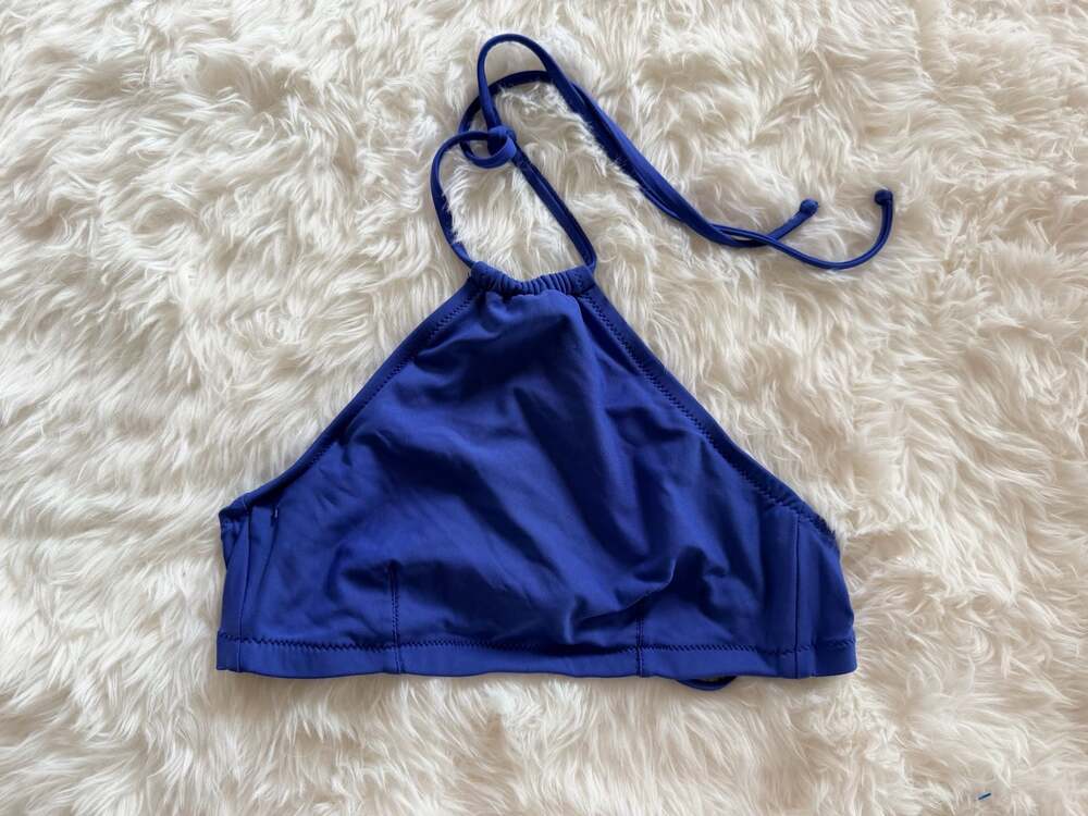 J.Crew High-Neck Halter Bikini Top in Cobalt Blue